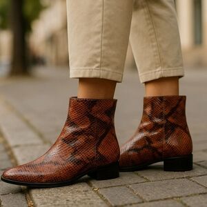 TOPSHOP Leather snakeskin Boots. Size 37